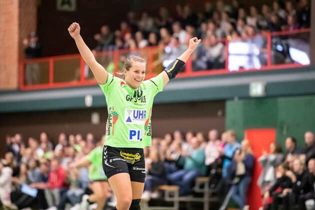 TSV Nord Harrislee vs VfL Oldenburg, Handball, DHB-Pokal 2. Runde, Harrislee; 06.10.19 Jubel Torjubel bei Merle Carstensen (Nr.10, TSV Nord Harrislee) Copyright: xBEAUTIFULxSPORTS MarioxM.xKobergx