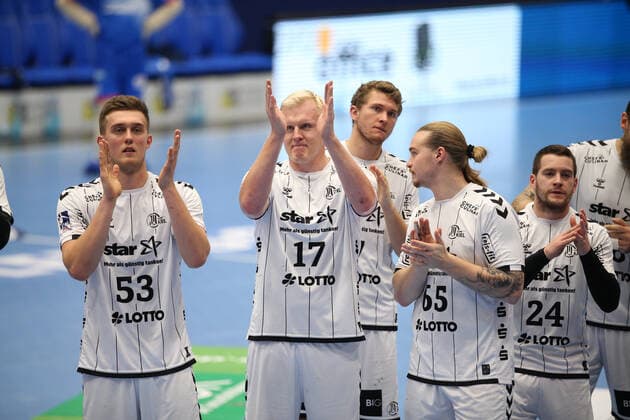 v.l. Nikola Bilyk (THW Kiel 53), Patrick Wiencek (THW Kiel 17), Magnus Landin Jacobsen (THW Kiel 7), Lukas Nilsson (THW Kiel 65) GER, Handball, 1. Bundesliga, TBV Lemgo Lippe gegen THW Kiel, 06.10.2019 Lemgo Copyright: xEIBNER JanxStrohdiekx EP_JSK