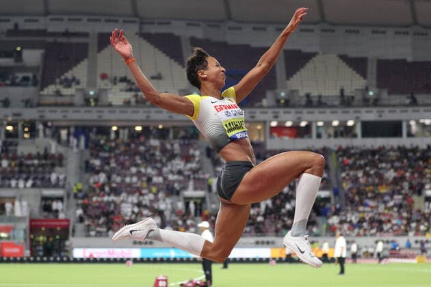 Bilder des Jahres 2019, Sport 10 Oktober Sport Themen der Woche KW40 Sport Bilder des Tages (191007) -- DOHA, Oct. 7, 2019 -- Malaika Mihambo of Germany competes during the women s long jump final at the 2019 IAAF World Championships in Doha, Qatar, Oct. 6, 2019. ) (SP)QATAR-DOHA-ATHLETICS-IAAF WORLD CHAMPIONSHIPS-WOMEN S LONG JUMP LixMing 