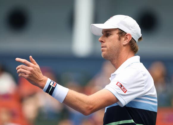 (191007) -- SHANGHAI, Oct. 7, 2019 -- Sam Querrey reacts during the men s singles first round match between Fabio Fognini of Italy and Sam Querrey of the United States at 2019 ATP, Tennis Herren Shanghai Masters tennis tournament in Shanghai, China, Oct. 7, 2019. ) (SP)CHINA-SHANGHAI-TENNIS-ATP MASTERS (CN) DingxTing 
