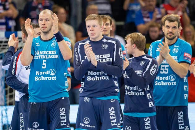 SG Flensburg-Handewitt vs HC PPD Zagreb, Handball, VELUX EHF Champions League Gruppenphase, Flensburg; 09.10.19 Jubel nach Sieg Copyright: xBEAUTIFULxSPORTS MarioxM.xKobergx