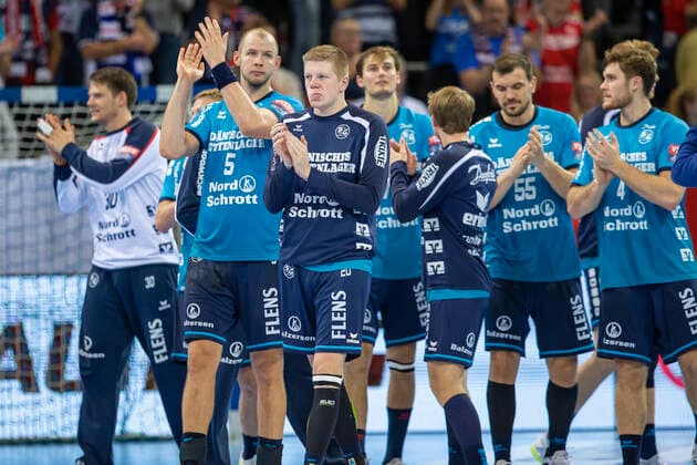 SG Flensburg-Handewitt vs HC PPD Zagreb, Handball, VELUX EHF Champions League Gruppenphase, Flensburg; 09.10.19 Jubel nach Sieg Copyright: xBEAUTIFULxSPORTS MarioxM.xKobergx