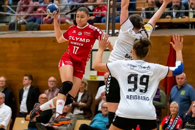 Bietigheim, Deutschland 09. Oktober 2019: HBF - 19 20 - SG BBM Bietigheim vs. 1. FSV Mainz 05 v.li. Daphne Gautschi (Bietigheim) Bietigheim-Bissingen Halle am Viadukt Baden-Württemberg Deutschland