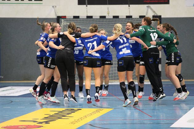 Siegesjubel bei HSG Blomberg-Lippe GER, Handball, 1. Bundesliga Frauen, HSG Blomberg-Lippe gegen TSV Bayer 04 Leverkusen, 09.10.2019 Blomberg Copyright: xEibner-Pressefotox xJanxStrohdiekx EP_JSK