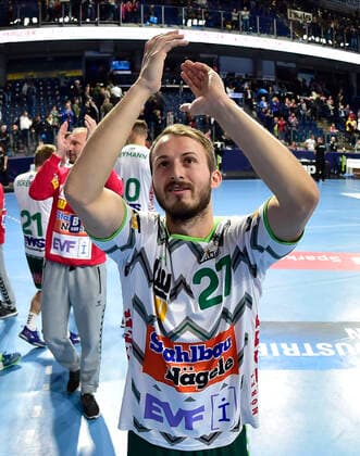10.10.2019 - Handball - 1. Bundesliga DKB HBL - Saison 2019 2020 - 08. Spieltag: HC Erlangen Metropolregion Nürnberg HCE - FA Göppingen - OGo - Marco Rentschler (27, Frisch Auf Göppingen ) Jubel Freude nach Spielende