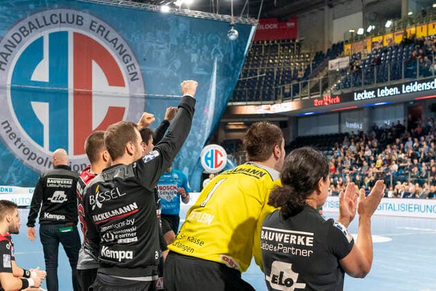 10.10.2019 Handball, 1. Bundesliga: HC Erlagen - FRISCH AUF! Goeppingen, 3. Spieltag, Saison 2019 20 - Handball, 1 Bundesliga HC Erlagen - HHC Erlagen - FRISCH AUF! Goeppingen, 3 Matchday on 10 10 2019, Season 2019 20 Bank Erlangen Copyright: HMBxMedia BorisxSchumacher