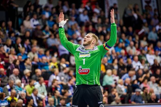 Bitter, Johannes (TVB Stuttgart 1) beim Spiel in der Handball Bundesliga, TVB 1898 Stuttgart - TBV Lemgo-Lippe. Stuttgart. 10.10.19 Handball 9. Spieltag , Stuttgart Baden Wuerttemberg Deutschland