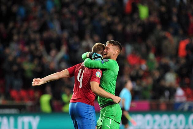 October 11, 2019, Prague, Czech Republic: TOMAS VACLIK goalkeeper (R) and JAKUB BRABEC of Czech Republic celebrate victory 2:1 during the UEFA EURO, EM, Europameisterschaft,Fussball 2020 qualifier soccer match between Czech Republic and England at Sinobo Stadium in Prague, on October 11, 2019. Soccer 2019: Czech Republic 2:1 England, EURO 2020 qualification - ZUMAr156 20191011_zap_r156_015 Copyright: xSlavekxRutax