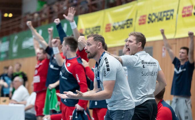 Deutschland, Würzburg, s.Oliver Arena, 11.10.2019, Handball, 2. Bundesliga, DJK Rimpar Wölfe - SG BBM Bietigheim Bild: v. l. Copyright: HMBxMedia xHeikoxBecker