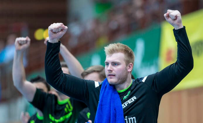 Deutschland, Würzburg, s.Oliver Arena, 11.10.2019, Handball, 2. Bundesliga, DJK Rimpar Wölfe - SG BBM Bietigheim Bild: v. l. Patrick Gempp (DJK Rimpar Wölfe, 13) Copyright: HMBxMedia xHeikoxBecker