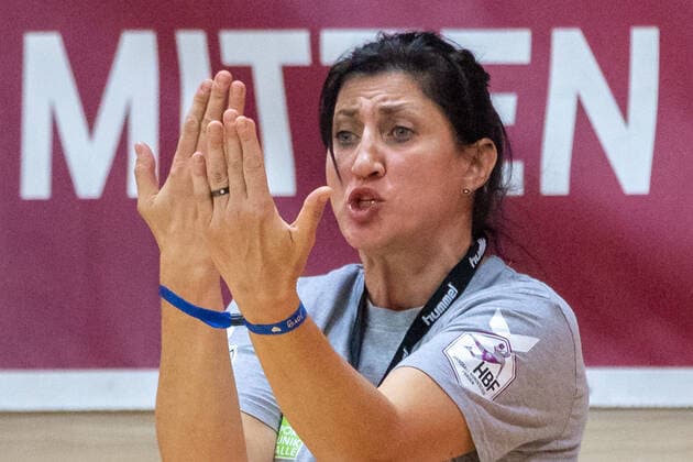 12.10.2019, Handball, Frauen, 2. Bundesliga, SV Union Halle-Neustadt - HC Roedertal, Trainerin Tanja Logvin (Union Halle). Halle Erdgas Sportarena ST Deutschland