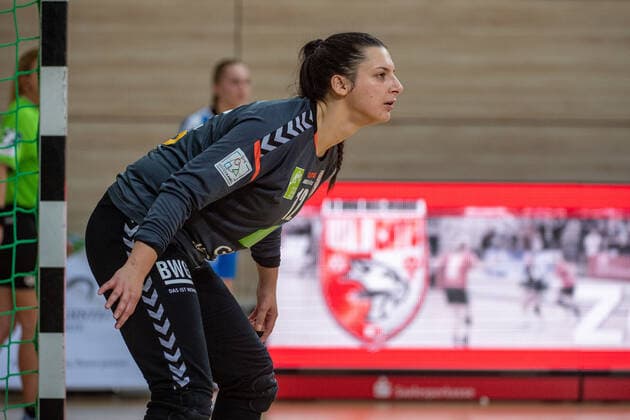 Anica Gudelj (Torfrau, SV Union Halle) SV Union Halle-Neustadt (Wildcats) vs. HC Rödertal e.V. - die Rödertalbienen (HCR) Handball 2.Bundesliga - Saison 2019 2020 Copyright: xVIADATAx xHolgerxJohnx Halle Saale Sachsen-Anhalt Deutschland