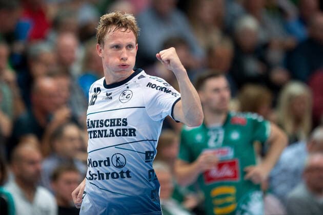 Minden, Deutschland 13.10.2019: 1. Handball-Bundesliga - 2019 2020 - GWD Minden vs. SG Flensburg-Handewitt Magnus Jondal Jöndal (Flensburg) Minden Nordrhein-Westfalen Deutschland Kampa-Halle