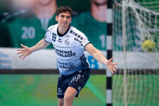 Minden, Deutschland 13.10.2019: 1. Handball-Bundesliga - 2019 2020 - GWD Minden vs. SG Flensburg-Handewitt Marius Steinhauser (Flensburg) Minden Nordrhein-Westfalen Deutschland Kampa-Halle