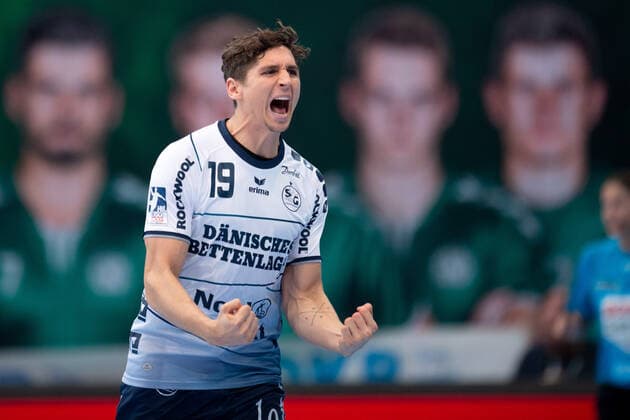 Minden, Deutschland 13.10.2019: 1. Handball-Bundesliga - 2019 2020 - GWD Minden vs. SG Flensburg-Handewitt Marius Steinhauser (Flensburg) Minden Nordrhein-Westfalen Deutschland Kampa-Halle
