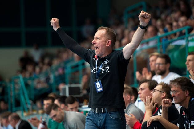 Minden, Deutschland 13.10.2019: 1. Handball-Bundesliga - 2019 2020 - GWD Minden vs. SG Flensburg-Handewitt Frank Carstens (Trainer Minden) Minden Nordrhein-Westfalen Deutschland Kampa-Halle