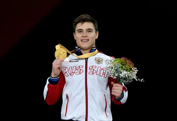 Siegerehrung Ehrung Sprung Männer Goldmedaille für Nikita Nagornyy Nagorni (RUS) Finale Gerätefinale Einzel Hanns-Martin.Schleyer-Halle 13.10.2019 Turn-WM Stuttgart 2019 Turn-WM Stuttgart 2019 Stuttgart *** award ceremony honor jump men gold medal for Nikita Nagornyy Nagorni RUS final apparatus finals individual Hanns Martin Schleyer hall 13 10 2019 gymnastics world championship Stuttgart 2019 gymnastics world championship Stuttgart 2019 Stuttgart 2019 Stuttgart Copyright: xEIBNER MichaelxWeberx EP_MWI