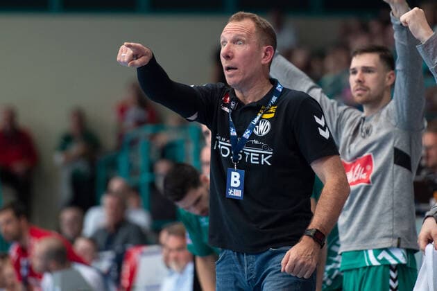 Minden, Deutschland 13.10.2019: 1. Handball-Bundesliga - 2019 2020 - GWD Minden vs. SG Flensburg-Handewitt Frank Carstens (Trainer Minden) Minden Nordrhein-Westfalen Deutschland Kampa-Halle