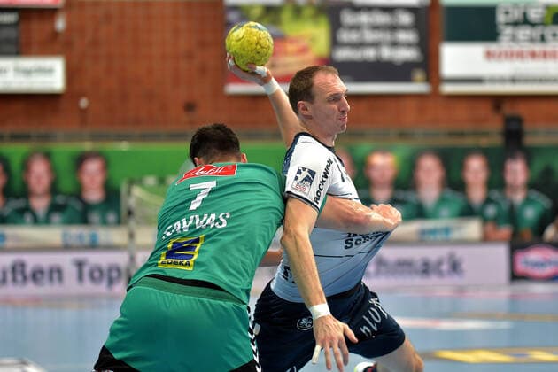 13-09-2019 pmk NB168551 Handball Herren Bundesliga Saison 2019 2020 GWD Minden - SG Flensburg-Handewitt Savvas SAVVAS (07) Minden Holger GLANDORF (09) Flensburg