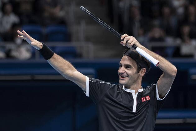 Sport Bilder des Tages October 14, 2019, Tokyo, Japan: Roger Federer is in his match v John Isner during the UNIQLO Life Wear Day Tokyo charity event at Ariake Coliseum. Professional tennis player Roger Federer who is UNIQLO Global Ambassador took part in a charity event in Tokyo. Federer announced his plans to compete at the Tokyo 2020 Olympics Games. Roger Federer plans to compete in the Tokyo 2020 Olympic Games, Olympische Spiele, Olympia, OS - ZUMAm191 20191014_zap_m191_024 Copyright: xRodrigoxReyesxMarinx