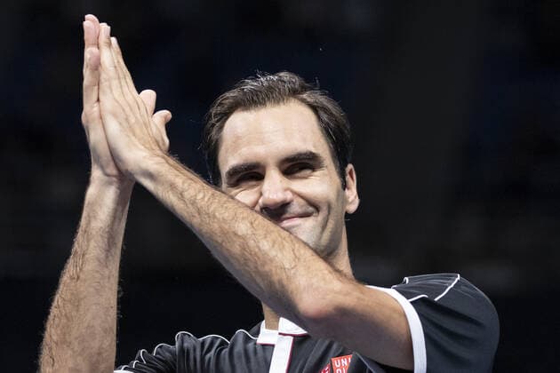 October 14, 2019, Tokyo, Japan: Roger Federer is in his match v John Isner during the UNIQLO Life Wear Day Tokyo charity event at Ariake Coliseum. Professional tennis player Roger Federer who is UNIQLO Global Ambassador took part in a charity event in Tokyo. Federer announced his plans to compete at the Tokyo 2020 Olympics Games. Roger Federer plans to compete in the Tokyo 2020 Olympic Games, Olympische Spiele, Olympia, OS - ZUMAm191 20191014_zap_m191_025 Copyright: xRodrigoxReyesxMarinx