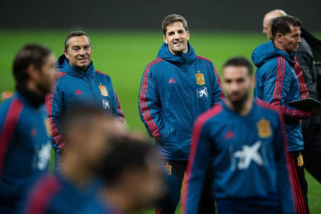 191014 Robert Moreno, head coach of the Spanish national football team, during a training session on October 14, 2019 in Stockholm. Photo: Joel Marklund BILDBYRAN kod JM 88053 BBENG fotboll fotball football soccer UEFA EURO, EM, Europameisterschaft,Fussball Qualifier, EM, Europameisterschaft Spain Spanien träning training practice trening Copyright: JOELxMARKLUND BB191014JM017