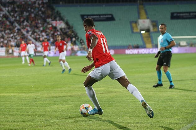 Bulgaria v England UEFA EURO, EM, Europameisterschaft,Fussball 2020 Qualifiers Marcus Rashford of England scores his sides 1st goal during the UEFA Euro 2020 Qualifiers match at Vasil Levski National Stadium, Sofia Content Not Available For UK Newspapers Copyright: xPaulxChestertonx FIL-13742-0028