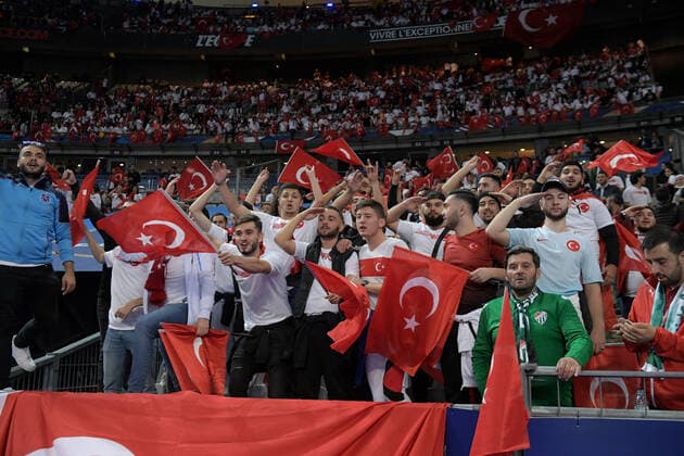 Fans of Turkey during the European Championship, EM, Europameisterschaft qualification Group H Match between France and Turkey at Stade de France in Saint-denis , France on October 14 , 2019. 