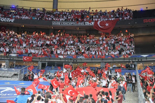 Fans of Turkey during the European Championship, EM, Europameisterschaft qualification Group H Match between France and Turkey at Stade de France in Saint-denis , France on October 14 , 2019. 