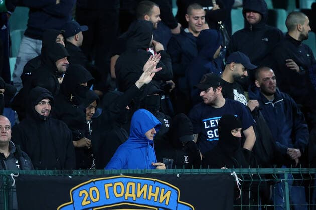 Bulgaria v England UEFA EURO, EM, Europameisterschaft,Fussball 2020 Qualifiers The Bulgaria fans make Nazi salutes during the UEFA Euro 2020 Qualifiers match at Vasil Levski National Stadium, Sofia Content Not Available For UK Newspapers Copyright: xPaulxChestertonx FIL-13742-0053