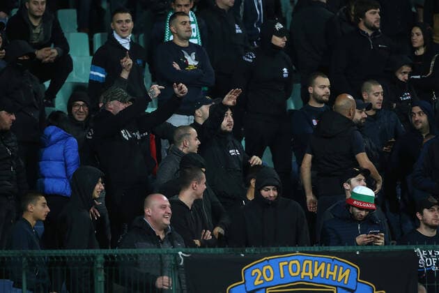 Bulgaria v England UEFA EURO, EM, Europameisterschaft,Fussball 2020 Qualifiers The Bulgaria fans make Nazi salutes during the UEFA Euro 2020 Qualifiers match at Vasil Levski National Stadium, Sofia Content Not Available For UK Newspapers Copyright: xPaulxChestertonx FIL-13742-0054