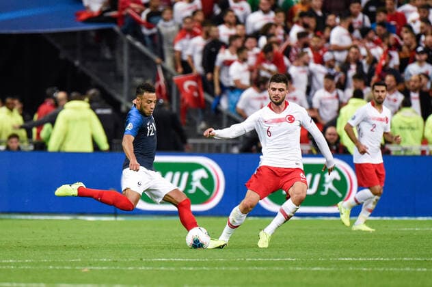 Corentin Tolisso ( 12 - France ) - Okay Yokuslu ( 6 - Turquie ) FOOTBALL : France vs Turquie - Saint Denis - 14 10 2019 FedericoPestellini Panoramic 