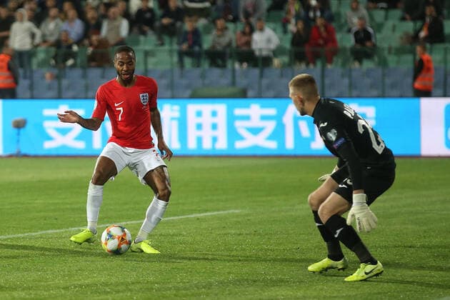 Sport Bilder des Tages Bulgaria v England UEFA EURO, EM, Europameisterschaft,Fussball 2020 Qualifiers Raheem Sterling of England scores his sides 4th goal during the UEFA Euro 2020 Qualifiers match at Vasil Levski National Stadium, Sofia Content Not Available For UK Newspapers Copyright: xPaulxChestertonx FIL-13742-0063