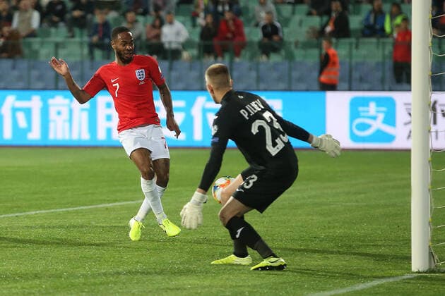 Bulgaria v England UEFA EURO, EM, Europameisterschaft,Fussball 2020 Qualifiers Raheem Sterling of England scores his sides 4th goal during the UEFA Euro 2020 Qualifiers match at Vasil Levski National Stadium, Sofia Content Not Available For UK Newspapers Copyright: xPaulxChestertonx FIL-13742-0065