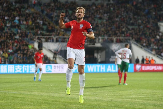 Sport Bilder des Tages Bulgaria v England UEFA EURO, EM, Europameisterschaft,Fussball 2020 Qualifiers Harry Kane of England celebrates scoring his sides 6th goal during the UEFA Euro 2020 Qualifiers match at Vasil Levski National Stadium, Sofia Content Not Available For UK Newspapers Copyright: xPaulxChestertonx FIL-13742-0079
