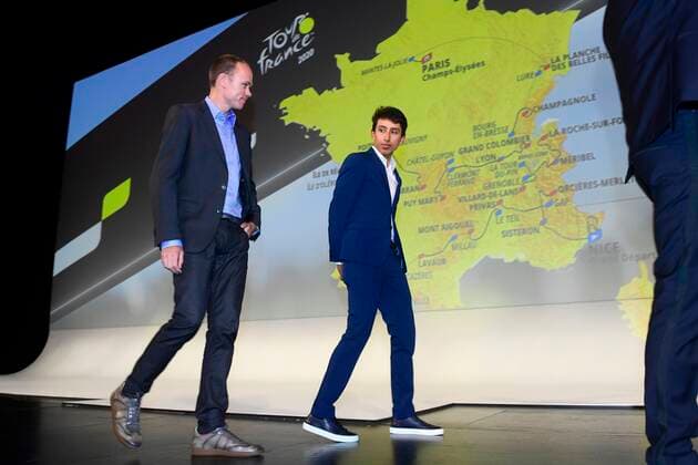 Radsport, Präsentation der Etappen der Tour de France 2020 FROOME Chris (GBR) of TEAM INEOS and BERNAL GOMEZ Egan Arley (COL) of TEAM INEOS pictured CYCLISME : Presentation du parcours du Tour de France 2020 - Paris - 15 10 2019 PhotoNews Panoramic 