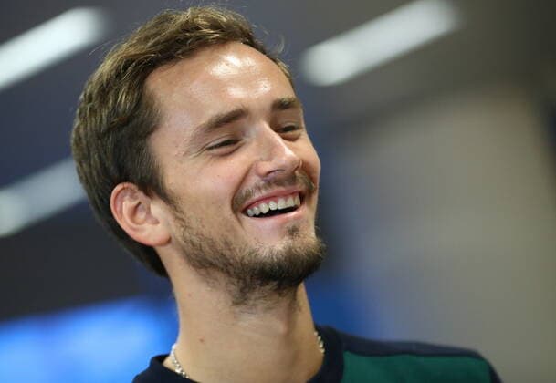 MOSCOW, RUSSIA - OCTOBER 15, 2019: Russian tennis player Daniil Medvedev during a press conference, PK, Pressekonferenz at the Krylatskoye Ice Palace to announce his withdrawal from the 2019 VTB Kremlin Cup International Tennis Tournament. Mikhail Tereshchenko TASS  TS0BEF56