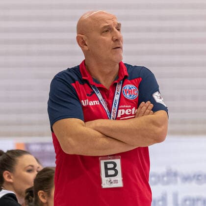 Herbert Müller (Thüringer HC, Trainer, head coach); Porträt, Einzelbild, 16.10.2019, Erfurt (Deutschland), Handball, 1. Bundesliga Frauen, Thüringer HC - Buxtehuder SV