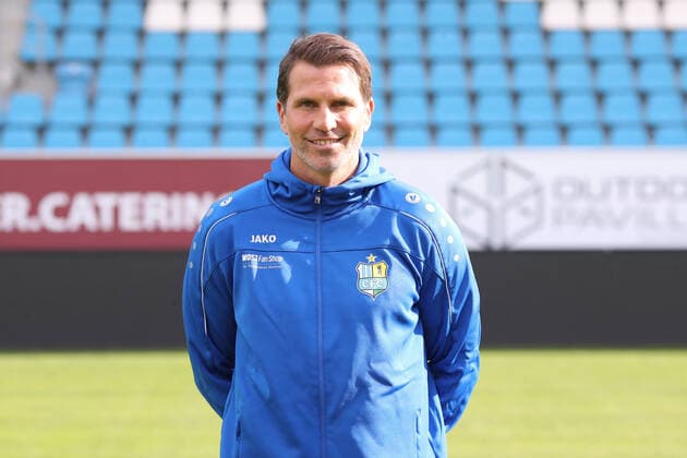 Teampraesentation Chemnitz Fussball 3.Liga Trainer Patrick Glöckner Gloeckner; Chemnitzer FC; 3.Liga, Porträttermin 2019 2020 , Chemnitz, 16.10.2019, Stadion Chemnitz, Fussball ,