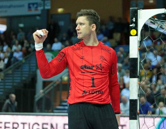 17.10.2019, xovx, Handball HBL, HSG Wetzlar - THW Kiel emspor, Jubel bei Niklas Landin Jakobsen (THW Kiel), Freisteller (DFL DFB REGULATIONS PROHIBIT ANY USE OF PHOTOGRAPHS as IMAGE SEQUENCES and or QUASI-VIDEO) Wetzlar