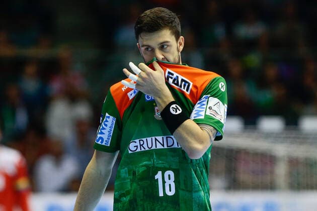 17.10.2019, xtgx, Handball Liqui Moly HBL, SC Magdeburg - TVB Stuttgart emspor, v.l. Filip Kuzmanovski (Magdeburg, 18) enttäuscht, schaut enttäuscht, niedergeschlagen, disappointed GETEC Arena