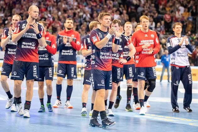 SG Flensburg-Handewitt vs Die Eulen Ludwigshafen, LIQUI-MOLY Handball Bundesliga, 17.10.19; Flensburg Jubel nach Sieg , Spielende Copyright: xBEAUTIFULxSPORTS MarioxM.xKobergx