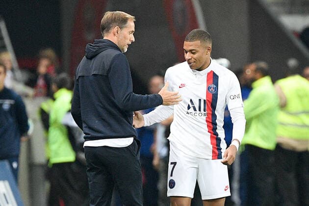JOIE - 07 KYLIAN MBAPPE (PSG) - THOMAS TUCHEL (ENTRAINEUR PSG) - FAIR PLAY FOOTBALL : Nice vs Paris SG - Ligue 1 Conforama - 18 10 2019 FEP Panoramic 
