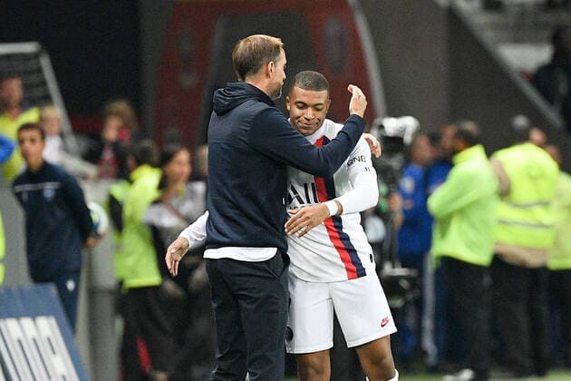 JOIE - 07 KYLIAN MBAPPE (PSG) - THOMAS TUCHEL (ENTRAINEUR PSG) - FAIR PLAY FOOTBALL : Nice vs Paris SG - Ligue 1 Conforama - 18 10 2019 FEP Panoramic 