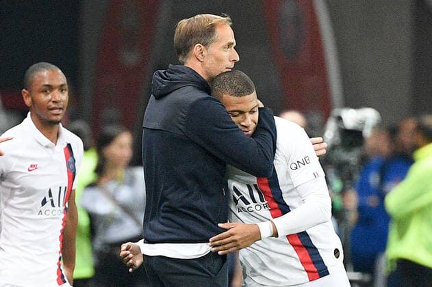 Thomas Tuchel - Stationen als Trainer, Paris Saint-Germain 2018 - 2020 Sport Themen der Woche KW42 Sport Bilder des Tages JOIE - 07 KYLIAN MBAPPE (PSG) - THOMAS TUCHEL (ENTRAINEUR PSG) - FAIR PLAY FOOTBALL : Nice vs Paris SG - Ligue 1 Conforama - 18 10 2019 FEP Panoramic 