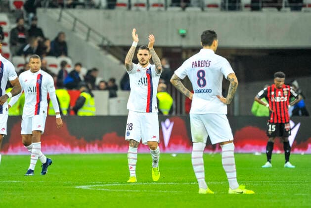 joie - Mauro Icardi (PSG) FOOTBALL : OGC nice vs PSG - Ligue 1 conforama - Nice - 18 10 2019 NorbertScanella PanoramiC 
