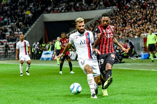 Eric Maxim Choupo Moting (PSG) - Christophe Herelle (OGC Nice) FOOTBALL : OGC nice vs PSG - Ligue 1 conforama - Nice - 18 10 2019 NorbertScanella PanoramiC 
