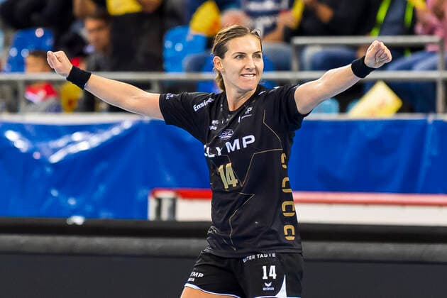 Ludwigsburg, Deutschland 19. Oktober 2019: CL - 19 20 - SG BBM Bietigheim vs. Brest Bretagne Handball Karolina Kudlacz-Gloc (Bietigheim) Jubel Freude Emotion Bietigheim-Bissingen Egetrans Arena Baden-Württemberg Deutschland
