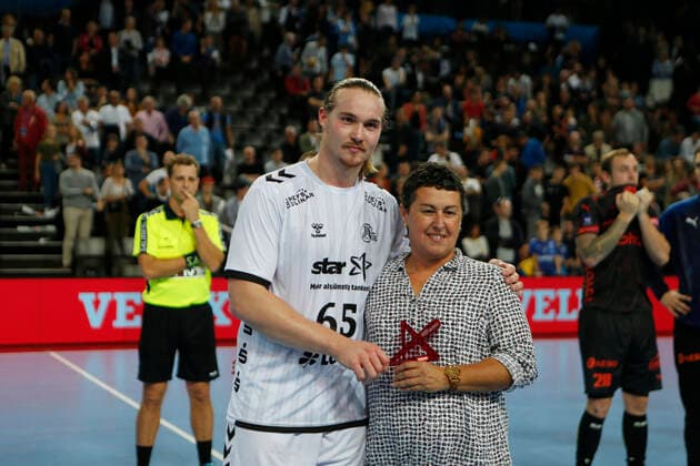 Handball, CL, Montpellier HB - THW Kiel Lukas Nilsson SWE Left Back HANDBALL : Montpellier vs Kiel - Ligue des Champions - 19 10 2019 GuillaumeBresson Panoramic 