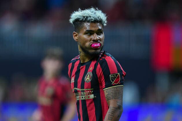 ATLANTA, GA Ð OCTOBER 19: Atlanta s Josef Martinez (7) looks back at the goalkeeper after missing a shot during the MLS, Fussball Herren, USA playoff match between the New England Revolution and Atlanta United FC on October 19th, 2019 at Mercedes-Benz Stadium in Atlanta, GA. (Photo by Rich von Biberstein Icon Sportswire) SOCCER: OCT 19 MLS Cup Playoffs - New England Revolution at Atlanta United FC Icon191019011